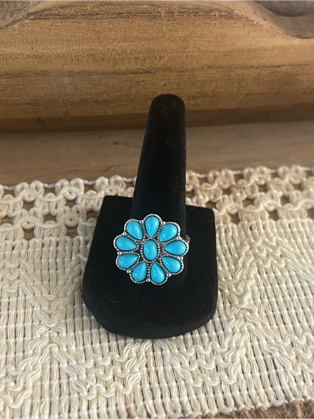 Turquoise Floral Cluster Statement Ring